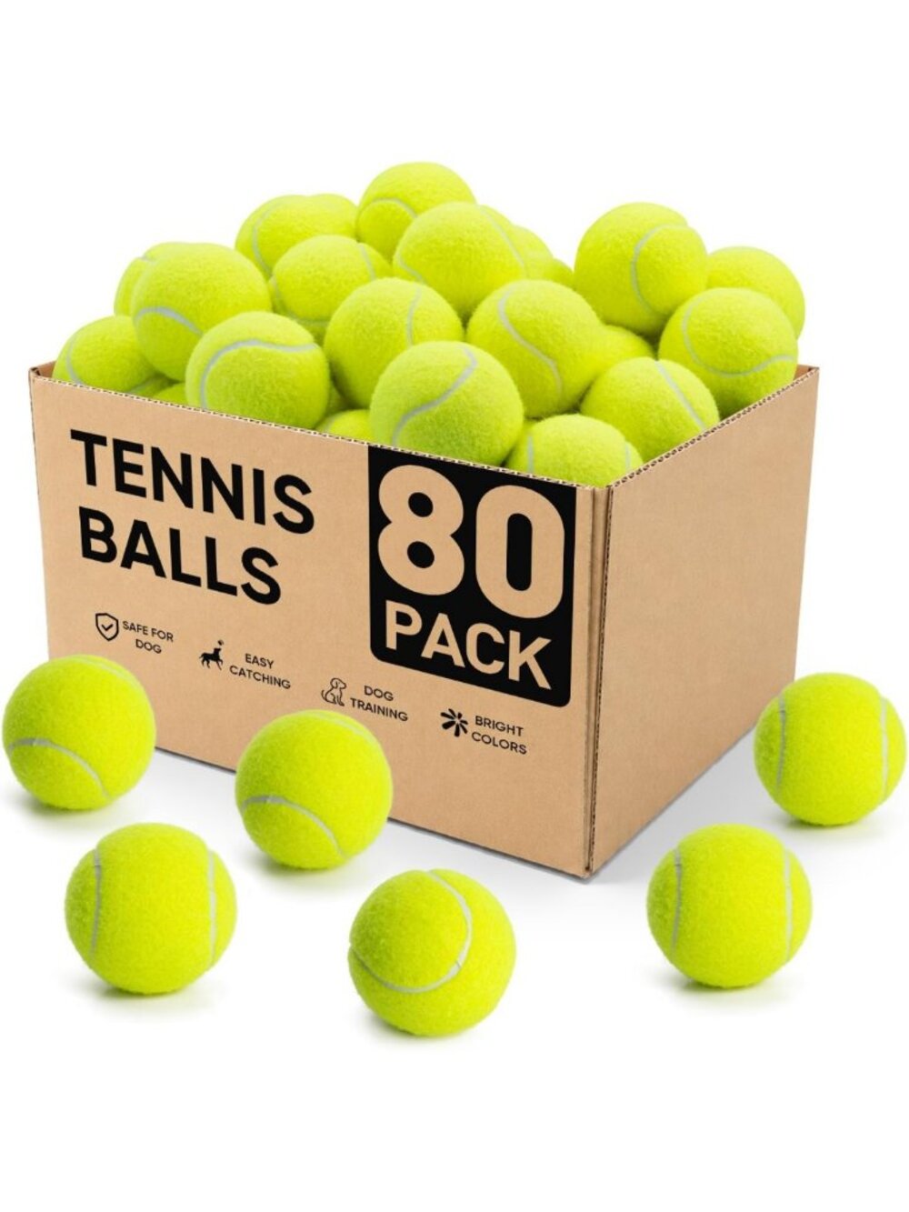High Elasticity Tennis Balls Bulk - 16/30/40/60/80 Pcs, Portable Mesh Bag